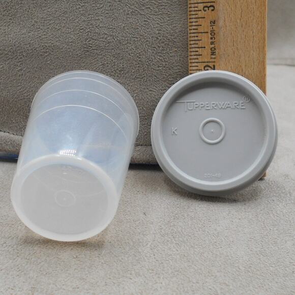 Tupperware 2 OZ Midget Mini Container w/Gray Lid (#101-27, 201-49) - Picture 3 of 4
